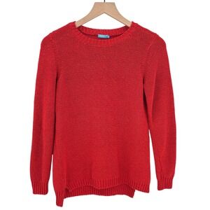 J. McLaughlin Red Garter Stitch Crewneck Sweater Womens Small